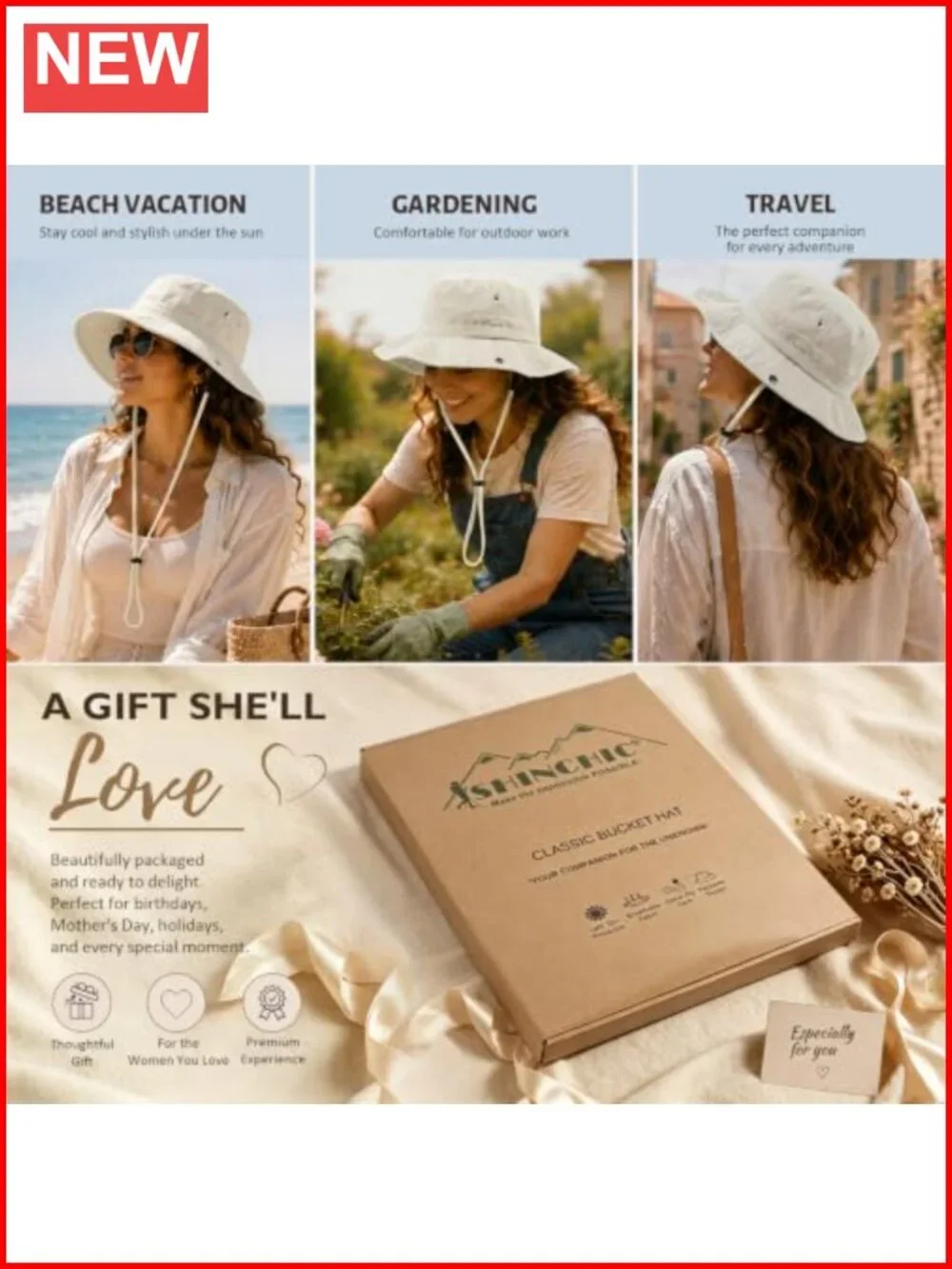 Satin Lined Sun Hat UPF 50+ Washed Cotton Women's Outdoor Beach Travel Wide Brim